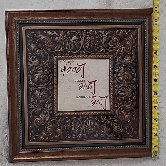 Live Passion Love Laugh Framed Wall Art Picture Bronze Scrolling Detailed 11x11 - Picture 9 of 10